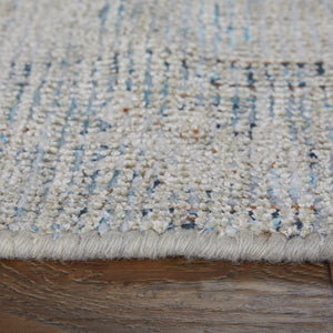 HomeRoots 4' Gray Blue and Taupe Hand-Woven Distressed Area Rug with Fringe for Timeless Home Elegance 5' X 8' 566182