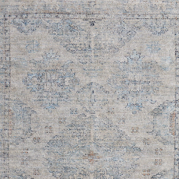 HomeRoots 4' Gray Blue and Taupe Hand-Woven Distressed Area Rug with Fringe for Timeless Home Elegance 5' X 8' 566182