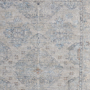 HomeRoots 4' Gray Blue and Taupe Hand-Woven Distressed Area Rug with Fringe for Timeless Home Elegance 8' X 10' 566183