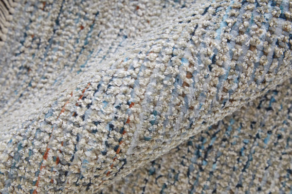 HomeRoots 4' Gray Blue and Taupe Hand-Woven Distressed Area Rug with Fringe for Timeless Home Elegance 9' X 12' 566184