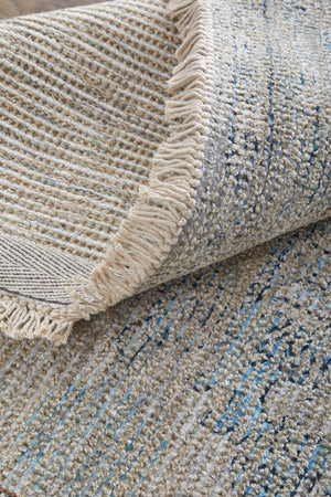 HomeRoots 4' Gray Blue and Taupe Hand-Woven Distressed Area Rug with Fringe for Timeless Home Elegance 9' X 12' 566184
