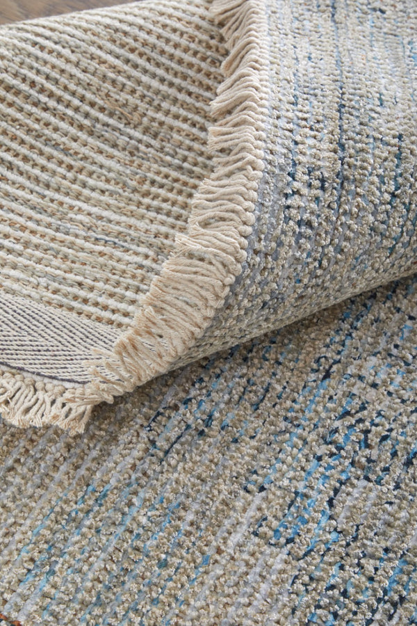 HomeRoots 4' Gray Blue and Taupe Hand-Woven Distressed Area Rug with Fringe for Timeless Home Elegance 9' X 12' 566184
