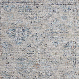 HomeRoots 4' Gray Blue and Taupe Hand-Woven Distressed Area Rug with Fringe for Timeless Home Elegance 9' X 12' 566184