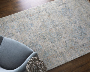 HomeRoots 4' Gray Blue and Taupe Hand-Woven Distressed Area Rug with Fringe for Timeless Home Elegance 10' X 14' 566185