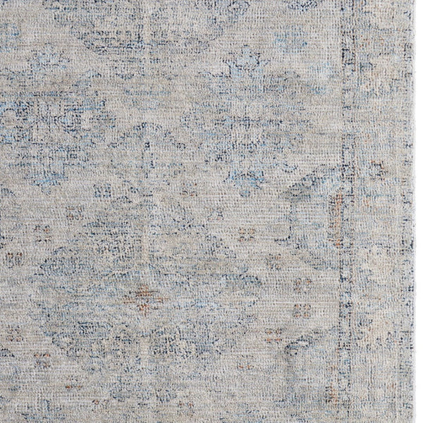 HomeRoots 4' Gray Blue and Taupe Hand-Woven Distressed Area Rug with Fringe for Timeless Home Elegance 10' X 14' 566185
