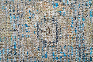 HomeRoots 4' Hand-Woven Distressed Area Rug in Gray Blue and Tan with Artistic Fringe for Modern Spaces 5' X 8' 566188