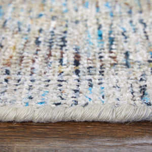 HomeRoots 4' Hand-Woven Distressed Area Rug in Gray Blue and Tan with Artistic Fringe for Modern Spaces 9' X 12' 566190