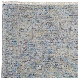 HomeRoots 4' Hand-Woven Distressed Area Rug in Gray Blue and Tan with Artistic Fringe for Modern Spaces 10' X 14' 566191