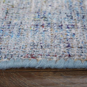 HomeRoots 4' Blue and Ivory Abstract Hand-Woven Area Rug with Fringed Tassels – Unique Distressed Design 5' X 8' 566199