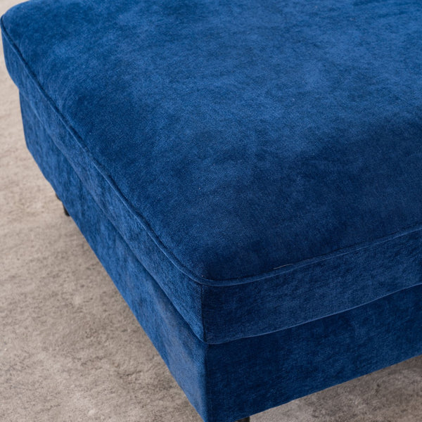 English Elm [New] Oversized Chaise Lounge Indoor Chenille Sleeper Recliner Armchair with Wide Foam Seat & Pillows Blue W2363S00084