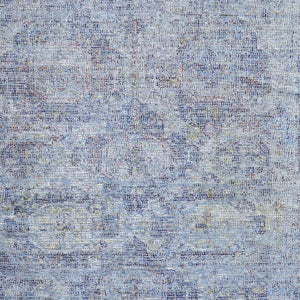 HomeRoots 4' Blue and Ivory Abstract Hand-Woven Area Rug with Fringed Tassels – Unique Distressed Design 8' X 10' 566200