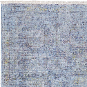 HomeRoots 4' Blue and Ivory Abstract Hand-Woven Area Rug with Fringed Tassels – Unique Distressed Design 9' X 12' 566201