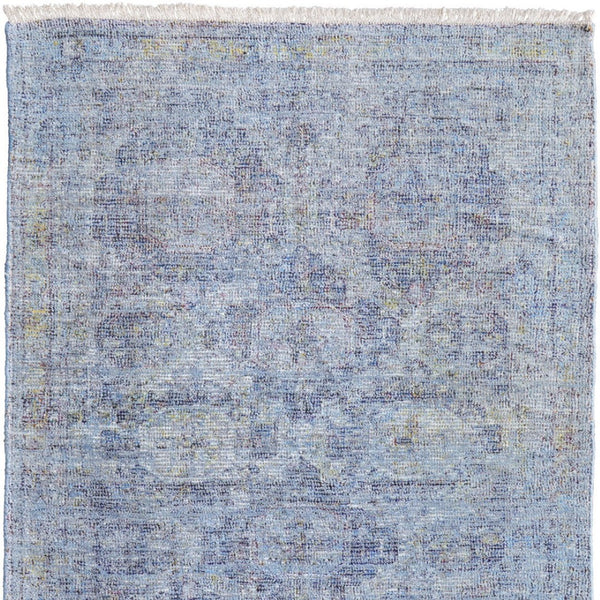 HomeRoots 4' Blue and Ivory Abstract Hand-Woven Area Rug with Fringed Tassels – Unique Distressed Design 10' X 14' 566202