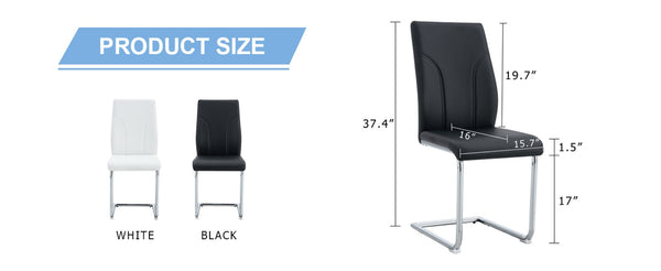 English Elm 2 High Back Pu Leather Dining Chairs with Tailored Stitching for Modern Home Seating W1151P203806
