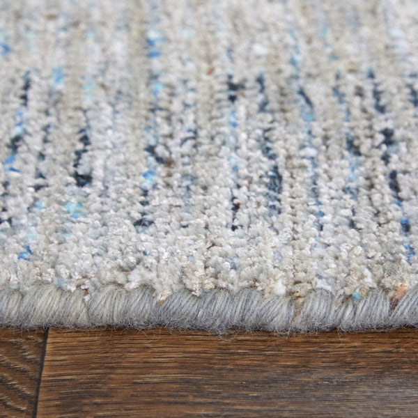 HomeRoots 4' Hand-Woven Distressed Area Rug in Gray-Blue & Taupe - Unique Abstract Design with Fringe 5' X 8' 566205