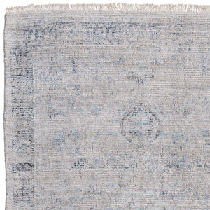 HomeRoots 4' Hand-Woven Distressed Area Rug in Gray-Blue & Taupe - Unique Abstract Design with Fringe 5' X 8' 566205