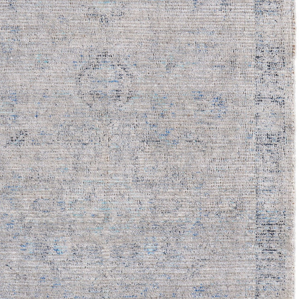 HomeRoots 4' Hand-Woven Distressed Area Rug in Gray-Blue & Taupe - Unique Abstract Design with Fringe 8' X 10' 566206