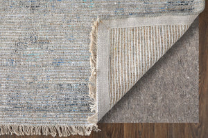 HomeRoots 4' Hand-Woven Distressed Area Rug in Gray-Blue & Taupe - Unique Abstract Design with Fringe 9' X 12' 566207