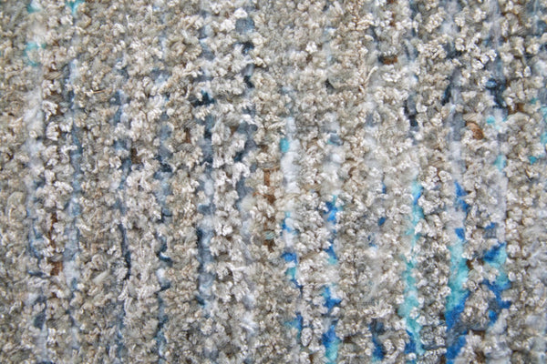 HomeRoots 4' Hand-Woven Distressed Area Rug in Gray-Blue & Taupe - Unique Abstract Design with Fringe 9' X 12' 566207