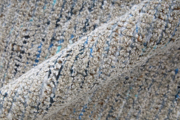 HomeRoots 4' Hand-Woven Distressed Area Rug in Gray-Blue & Taupe - Unique Abstract Design with Fringe 10' X 14' 566208