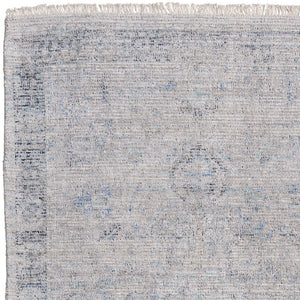HomeRoots 4' Hand-Woven Distressed Area Rug in Gray-Blue & Taupe - Unique Abstract Design with Fringe 10' X 14' 566208