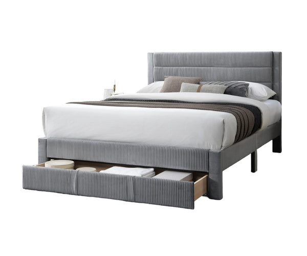 English Elm Luxury Corduroy Platform Bed with Storage Drawer and Channel Tufted Headboard B011P418590