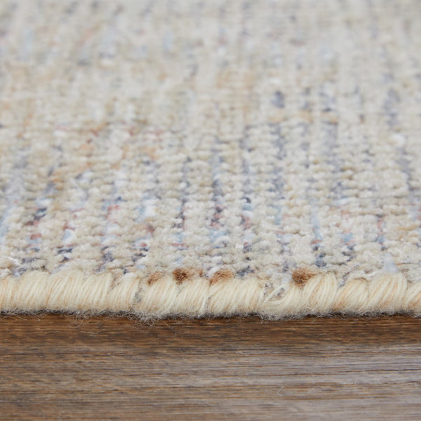 HomeRoots 4' Hand-Woven Distressed Floral Area Rug in Ivory Tan and Blue with Tasseled Fringe for Elegance 10' X 14' 566214