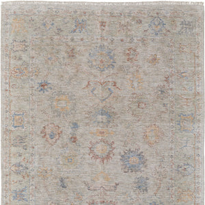 Homeroots 4' X 6' Tan Brown And Blue Floral Hand Woven Distressed Area Rug With Fringe Brown Wool Blend 566222