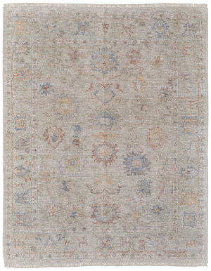 Homeroots 4' X 6' Tan Brown And Blue Floral Hand Woven Distressed Area Rug With Fringe Brown Wool Blend 566222