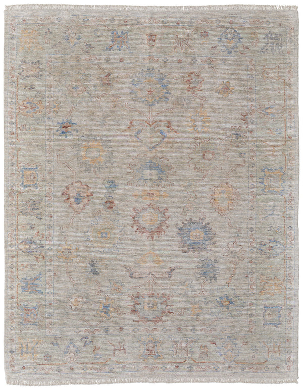 Homeroots 4' X 6' Tan Brown And Blue Floral Hand Woven Distressed Area Rug With Fringe Brown Wool Blend 566222