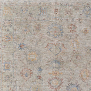Homeroots 5' X 8' Tan Brown And Blue Floral Hand Woven Distressed Area Rug With Fringe Brown Wool Blend 566223