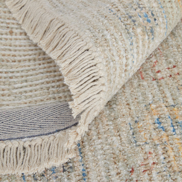 Homeroots 8' X 10' Tan Brown And Blue Floral Hand Woven Distressed Area Rug With Fringe Brown Wool Blend 566224