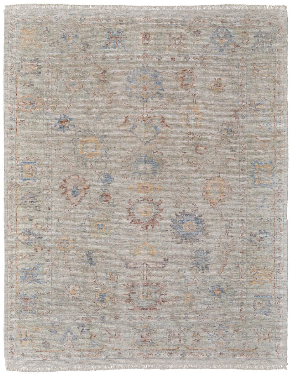 HomeRoots 4' Hand Woven Distressed Floral Area Rug in Tan and Blue—Vintage Charm for Any Room Decor 8' X 10' 566224