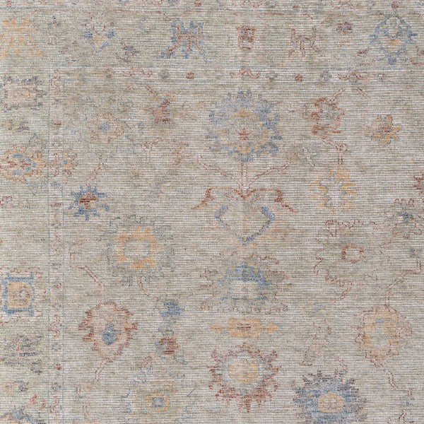 Homeroots 10' X 14' Tan Brown And Blue Floral Hand Woven Distressed Area Rug With Fringe Brown Wool Blend 566226