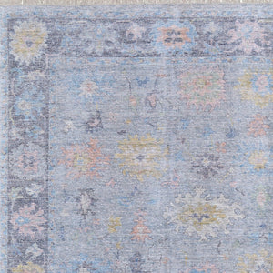 HomeRoots 4' Hand Woven Distressed Floral Area Rug in Orange, Blue & Gold - Vintage Charm with Fringe Edges 8' X 10' 566230