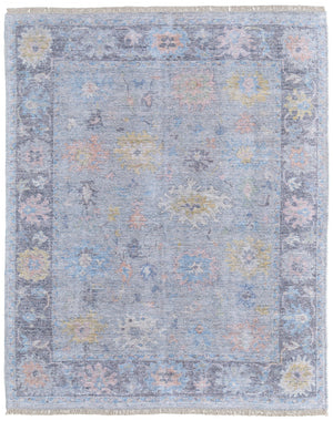 HomeRoots 4' Hand Woven Distressed Floral Area Rug in Orange, Blue & Gold - Vintage Charm with Fringe Edges 8' X 10' 566230
