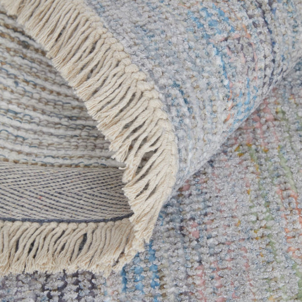 HomeRoots 4' Hand Woven Distressed Floral Area Rug in Orange, Blue & Gold - Vintage Charm with Fringe Edges 9' X 12' 566231