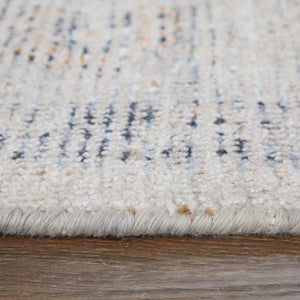 HomeRoots 4' Hand-Woven Ivory Blue Orange Oriental Area Rug with Distressed Finish and Elegant Fringe Detail 5' X 8' 566235