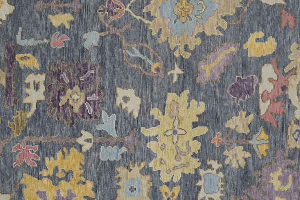 HomeRoots 4' Hand-Knotted Wool Oriental Area Rug in Rich Gold, Blue, and Purple - Timeless Elegance for Any Room 8' X 10' 566242