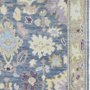 Homeroots 8' Gold Blue And Purple Wool Oriental Hand Knotted Runner Rug With Fringe Gold Wool 566245