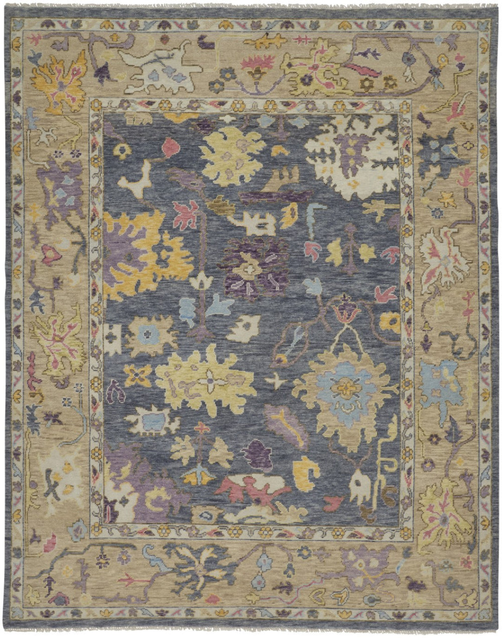 HomeRoots 4' Hand-Knotted Wool Oriental Area Rug in Rich Gold, Blue, and Purple - Timeless Elegance for Any Room 12' X 15' 566246