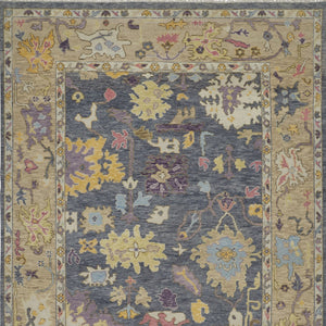 Homeroots 2' X 3' Gold Blue And Purple Wool Oriental Hand Knotted Area Rug With Fringe Gold Wool 566247