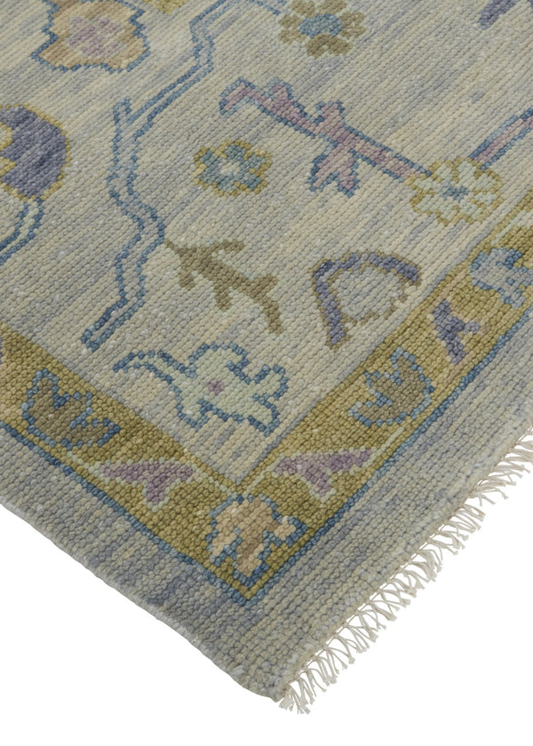 Homeroots 4' X 6' Purple Gray And Gold Wool Oriental Hand Knotted Area Rug With Fringe Gray Wool 566248