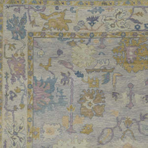 Homeroots 4' X 6' Purple Gray And Gold Wool Oriental Hand Knotted Area Rug With Fringe Gray Wool 566248