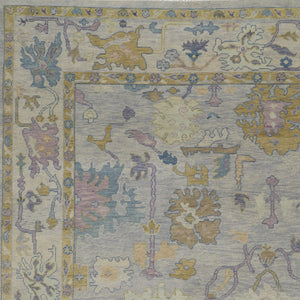 Homeroots 8' X 10' Purple Gray And Gold Wool Oriental Hand Knotted Area Rug With Fringe Gray Wool 566250