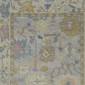 Homeroots 8' X 12' Purple Gray And Gold Wool Oriental Hand Knotted Area Rug With Fringe Gray Wool 566251