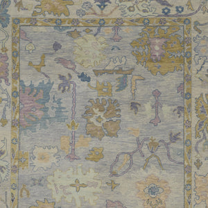 Homeroots 9' X 13' Purple Gray And Gold Wool Oriental Hand Knotted Area Rug With Fringe Gray Wool 566252