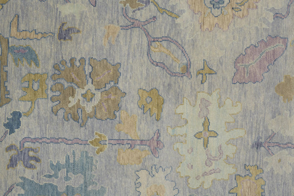 Homeroots 8' Purple Gray And Gold Wool Oriental Hand Knotted Runner Rug With Fringe Gray Wool 566253