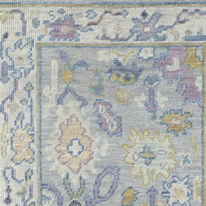 Homeroots 8' Purple Gray And Gold Wool Oriental Hand Knotted Runner Rug With Fringe Gray Wool 566253