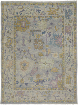Homeroots 2' X 3' Purple Gray And Gold Wool Oriental Hand Knotted Area Rug With Fringe Gray Wool 566255